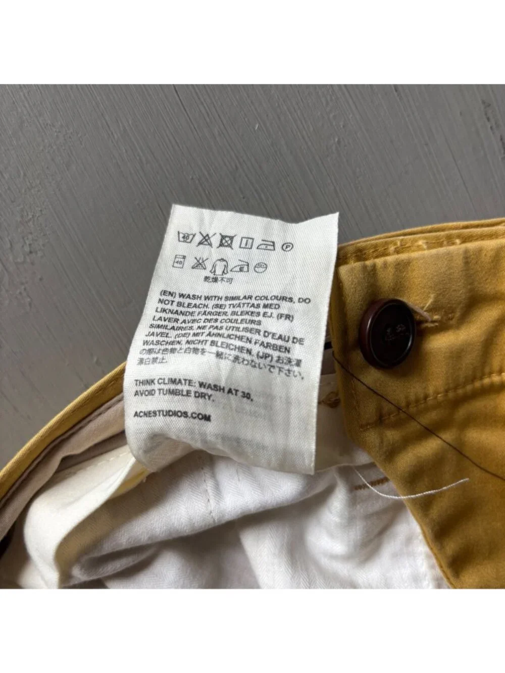 Acne Studios Men's Chino Pants Size 46 Yellow Mustard 30x27